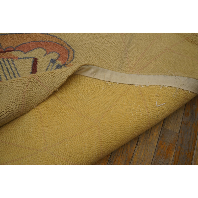 Vintage Geometric Medallion Hooked - Loop Pile Rug