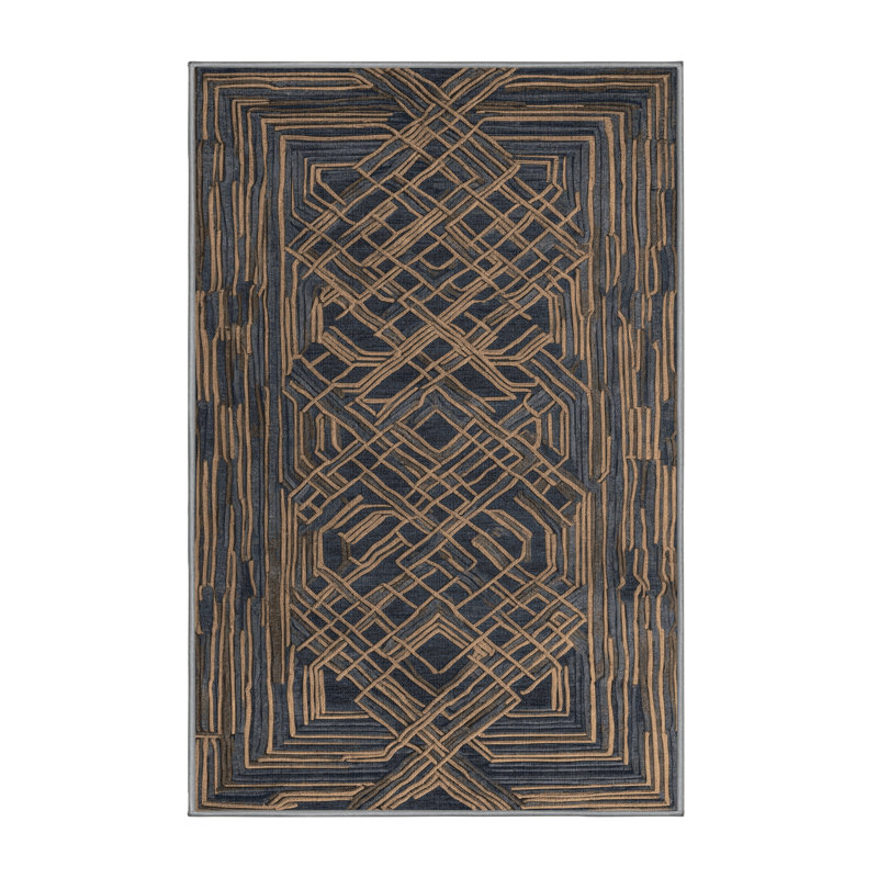 Machine Washable Space Gray Area Rug, Rectangle 6' x 9'