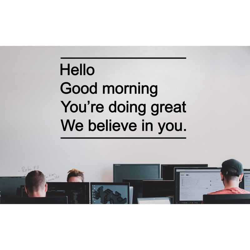 Bonjour, vous faites une grande citation, autocollant pour un employé de bureau, H 22 po x l 34 po, Vert