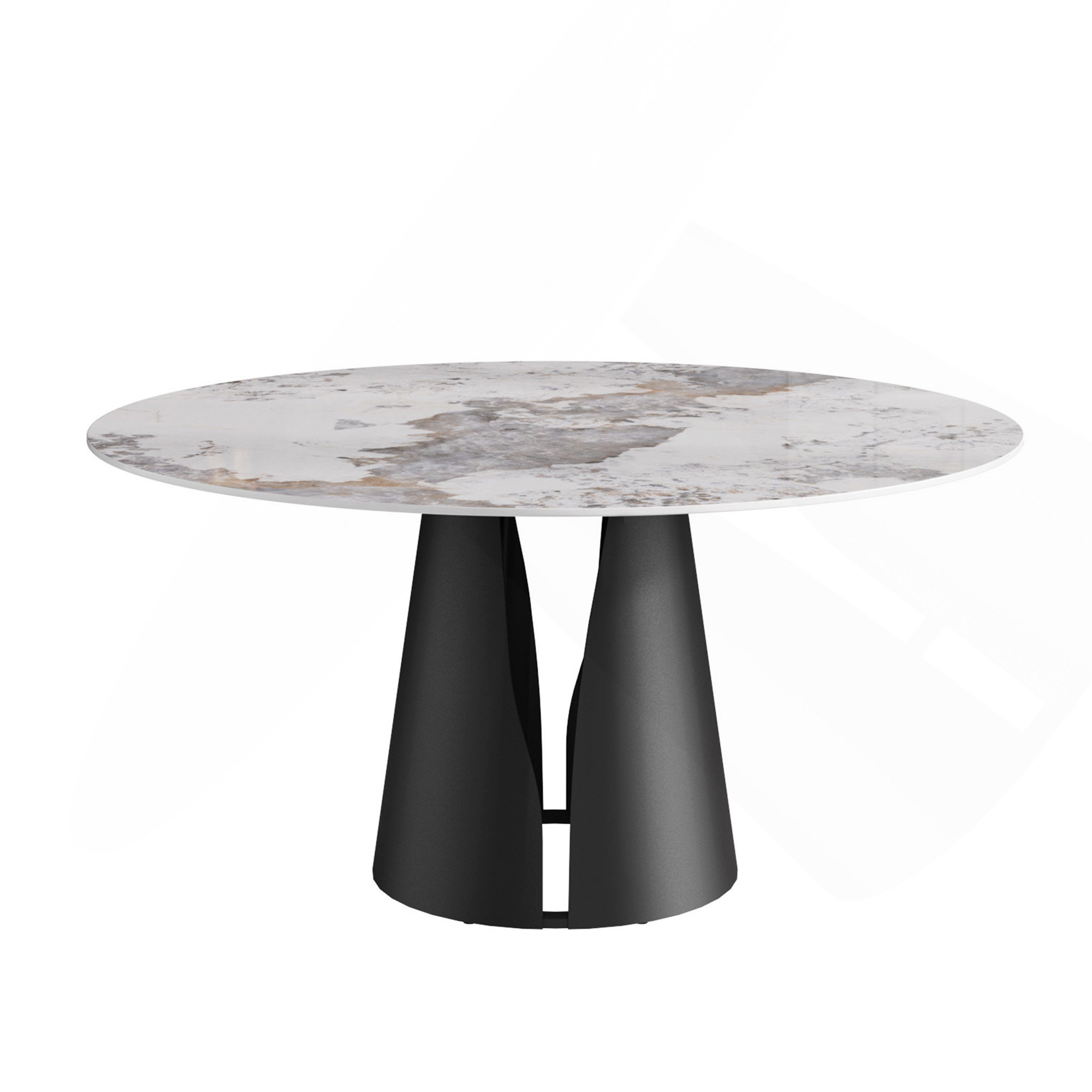 Wrought Studio™ 59.05"Modern Artificial Stone Round Black Carbon Steel ...