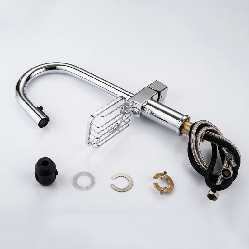 High - Arc Pull Down Kitchen Faucet Of Stainless Steel, Single Hole, Dual Spray Modes, 360 Rotation And Leak Valve Firmness Hole With Steel Construction, Flexibility Easy Installation For Compact