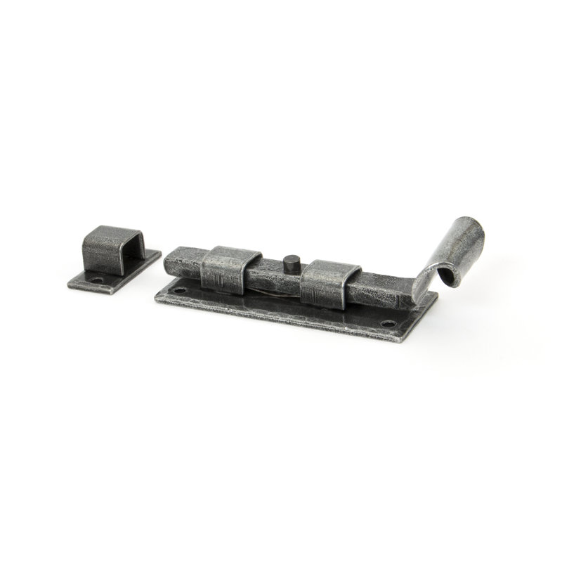 Fishtail Straight Door Bolt, Pewter Patina