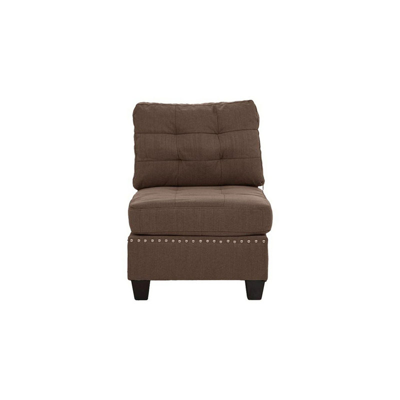 Fauteuil capitonné de salon, fauteuil de lecture, Lin couleur café