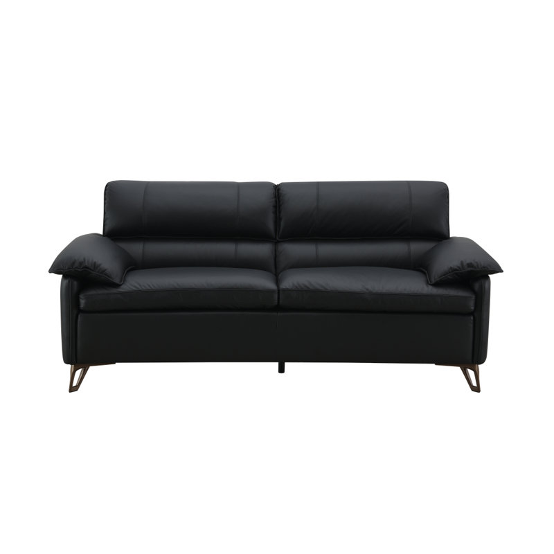 Causeuse moderne Eilene, cuir fleur noir LV03701