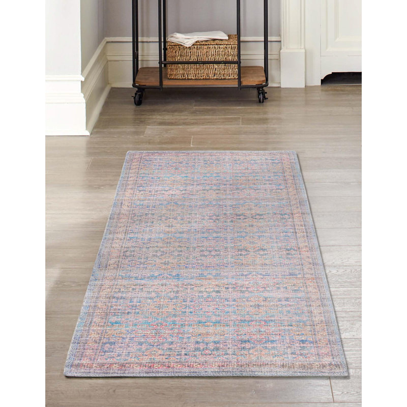 Tapis bleu tissé à la machine Hadsell, Tapis de couloir 2 pi 7 po x 12 pi