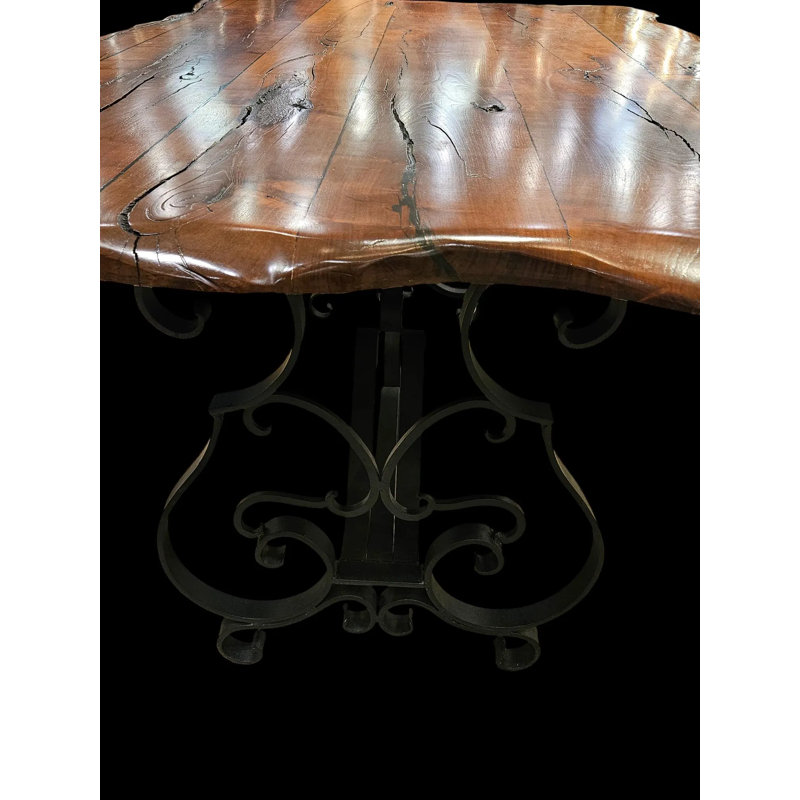 72" X 42" Live Edge Rectangular Mesquite - Hand Forged Wrought Iron Executive Desk - Susana Molina Designs