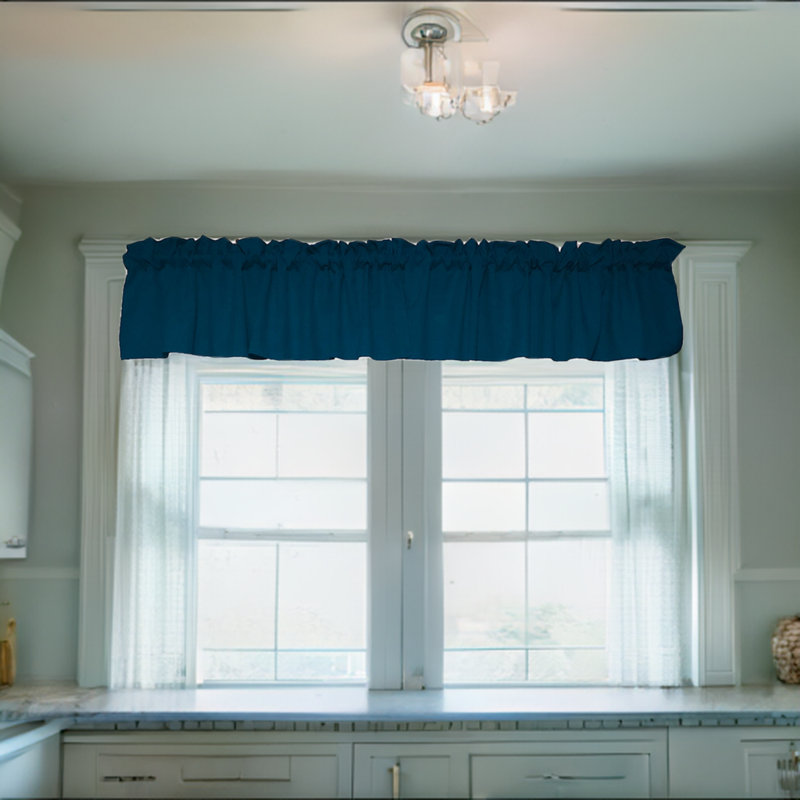 Cantonnière sur mesure l 58 po Pastorella, L 58 po x L 28 po, Bleu sarcelle