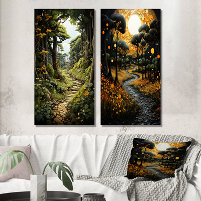 «Countryside Path Through The» - 2 pièces