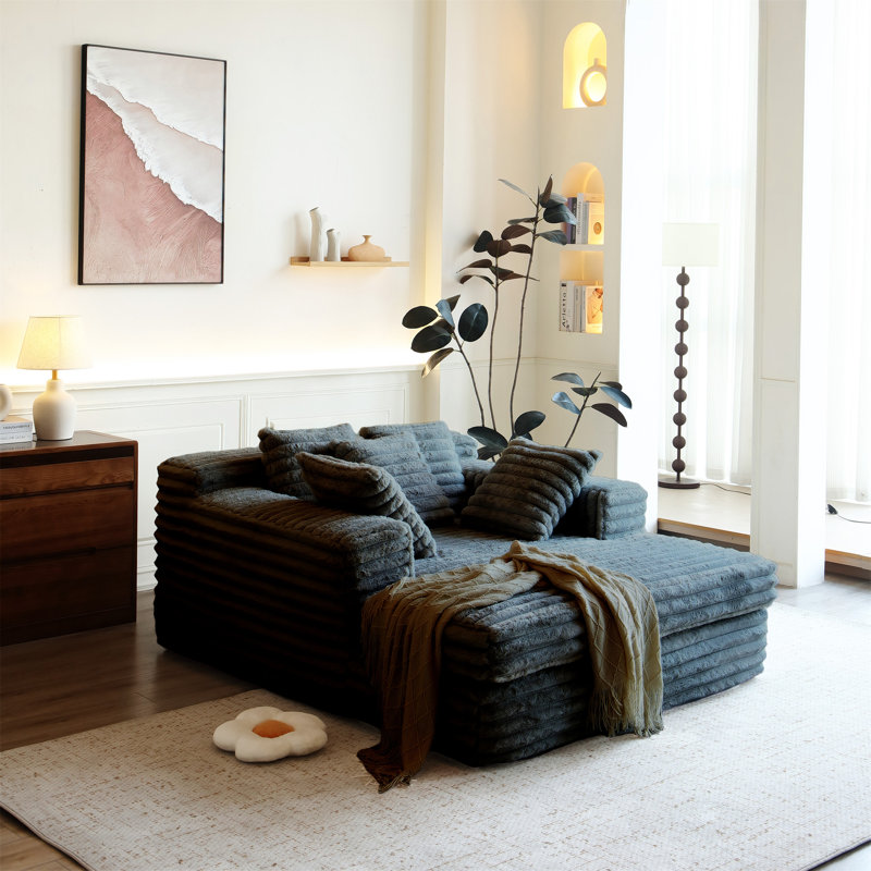 Chaise longue d'intérieur, Tissu gris foncé