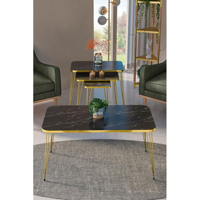 Zampa 35cm Console Table, Black Marble