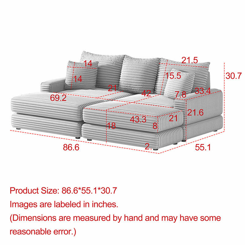 Candelo 87'' Corduroy Sofa, Army Green