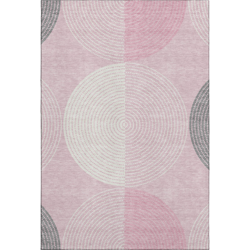 Premium Machine Washable Mayfield AMF2281 Geometric Rug, Pink, 10' x 14'