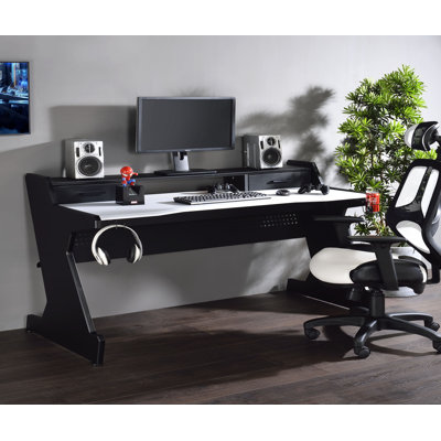 Kitsia 58.6'' Wide Computer Desk in Black and White