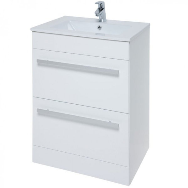 K-Vit Purity 600mm Floor Standing Drawer Unit with Mid Depth Basin in ...