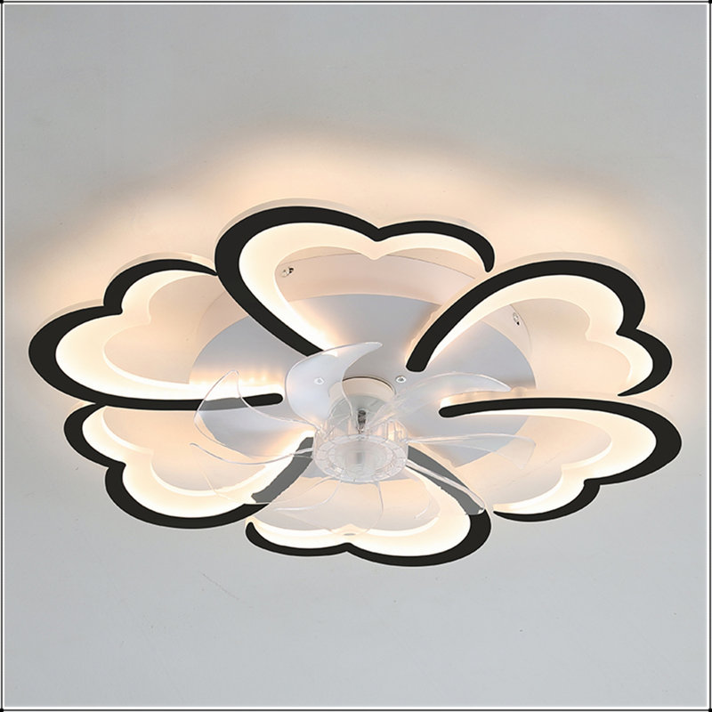 Ventilateur de plafond 26,7 po noir avec lumières, télécommande, 3 températures de couleur et 6 vitesses de vent pour les maisons modernes