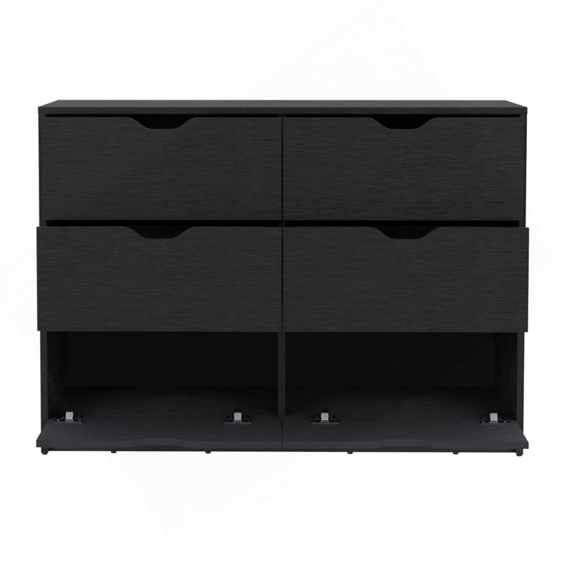 Commode H 30 po, commode avec 2 armoires inférieures, commode, noir, Noir