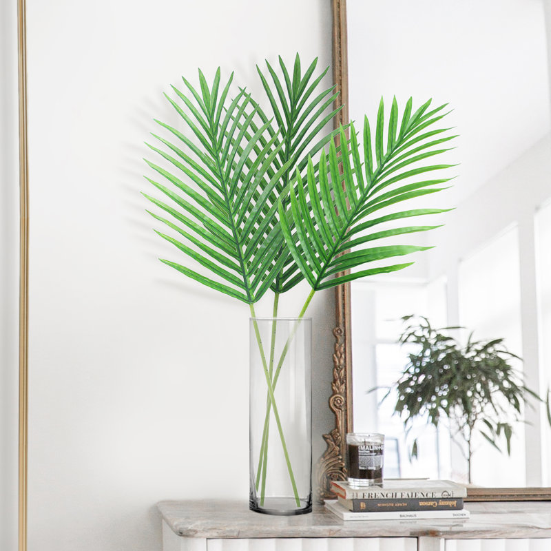 Artificial Palm Leaf Stem Tropical Areca Plant, 25.5" H x 11" W x 0.5" D