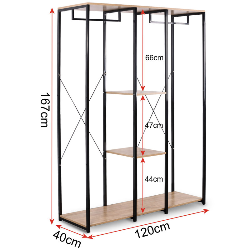 Maier 120cm Clothing Rack, Black/Light Oak