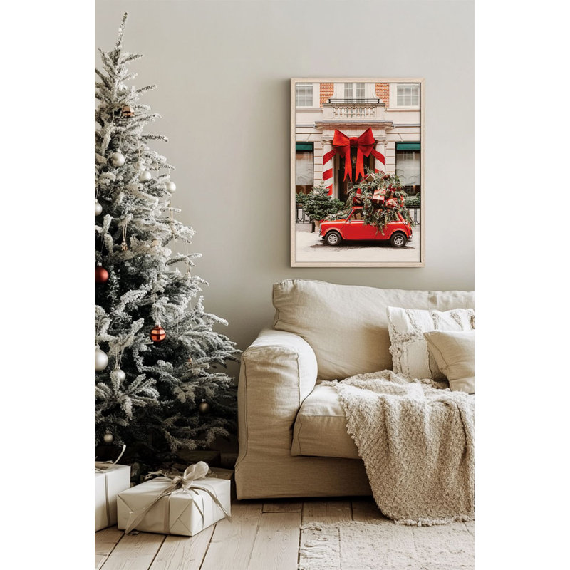 «Festive Christmas», peinture encadrée décorative de 13,0 po x 19,0 po | Cadre 100% bois massif (épaisseur: 0,8 pouce), œuvre d'art 100% MDF | Impression numérique pour des couleurs vives, décoration murale parfaite pour la maison et le bureau