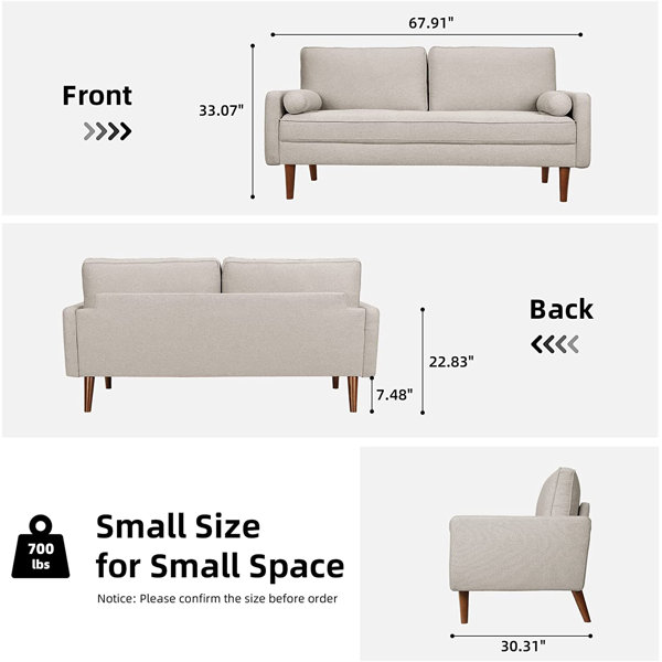 Ebern Designs Liby 68" Square Arm Sofa Loveseat & Reviews | Wayfair