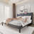Modern Bed With 2 Nightstands, Charging Station And Colorful Led Light-1867890486