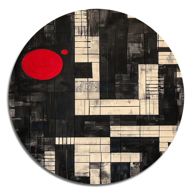 Les touches du piano se transforment en ville - Décoration murale ronde musicale, impression sur métal, 16" H x 16" W