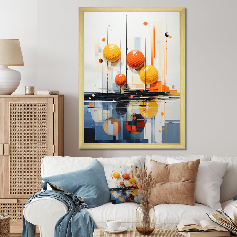 «Lerin Golf Harmonious Collage II», reproduction sur toile, Encadrement doré, H 32 po x l 24 po x P 1 po