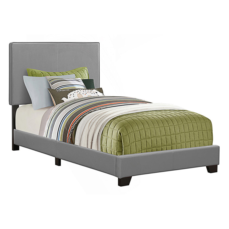 Lit simple, lit tapissier transitionnel, gris
