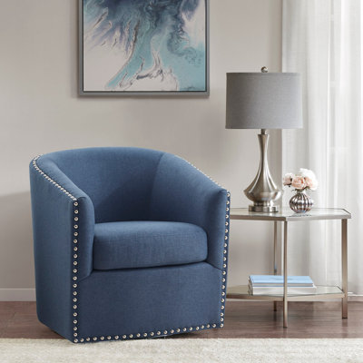 Chaise longue pivotante à 360 ° - Chaise d'appoint incurvée rembourrée avec garniture cloutée argentée