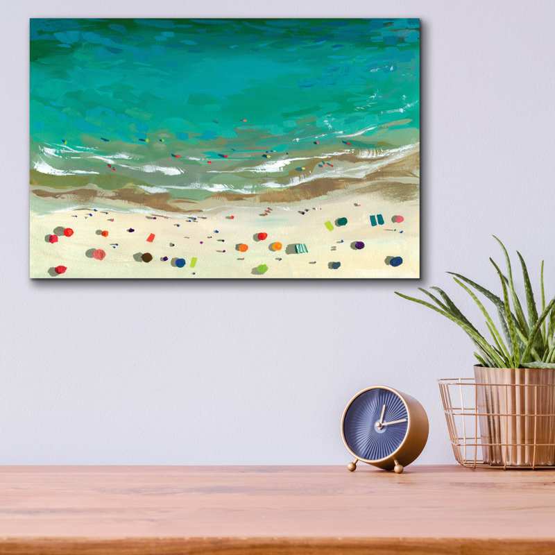 Art mural en verre épique «Aérien Beach» par Brook Page, 16 po x 12 po