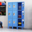 Casier en métal bleu avec 3 portes pour le garage et le bureau à domicile - Conception à trois compartiments, trous de ventilation, accessoires utiles en acier laminé à froid, crochets intérieurs