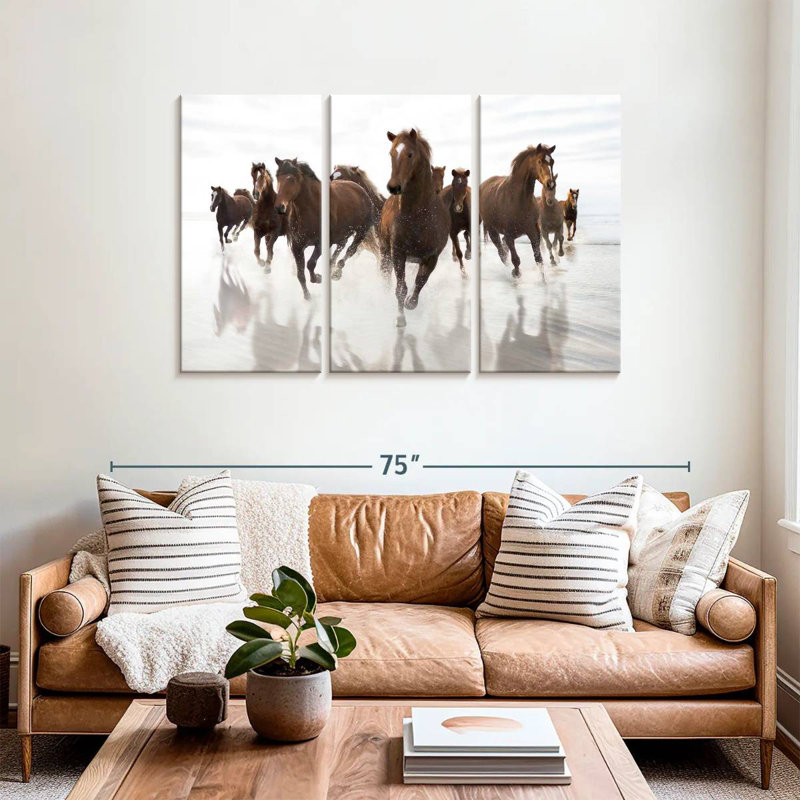 Running Brown Horses, 36" H x 57" W