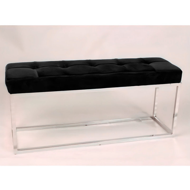 Banc rembourré en velours Eliandra, Velours noir