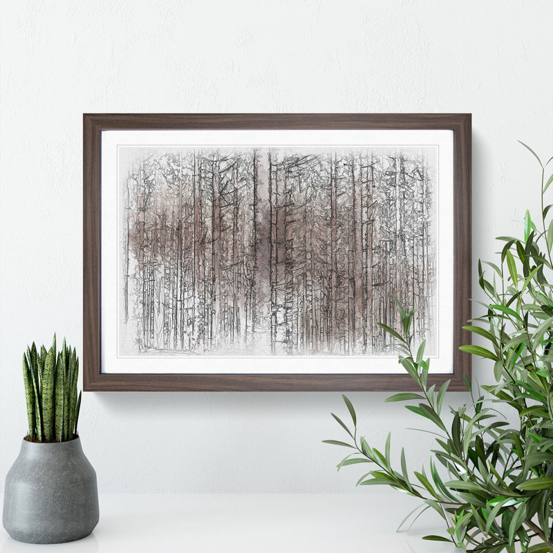 Autumn Forest Vol.7 Sketch - Picture Frame Graphic Art, Walnut, 36cm H x 48cm W x 2cm D