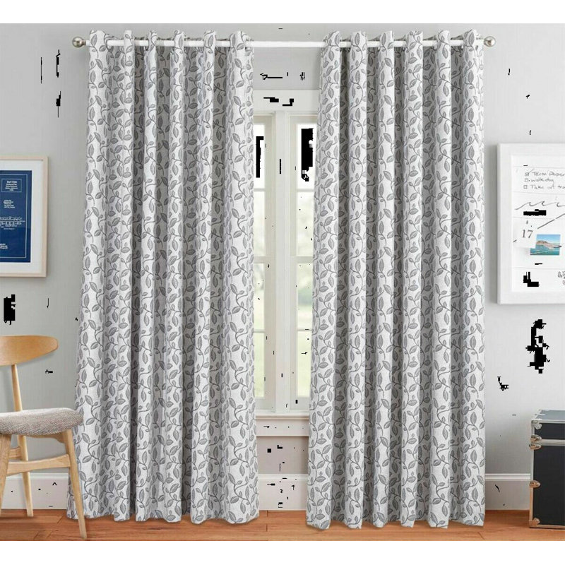 Awrad Semi Sheer Curtain Pair, Grey, 228cm Width x 228cm Drop