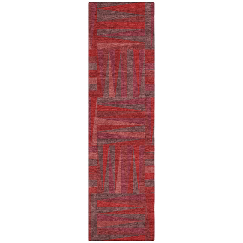 Azura Red Washable Indoor-Outdoor Rug - , 2'3" x 7'6"
