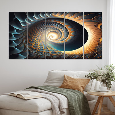 Future Waves Seascape Of Ocean Sounds V - Abstract Shapes Wall Art Living Room - 5 Equal Panels