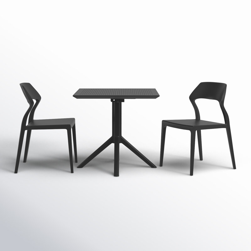 Farrah 2 - Person Patio Dining Set with Square Table, Black