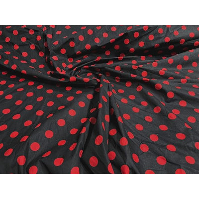 Black Red Big Polka Dot Poly Cotton Fabric by the Yard, Large Dot Print 60 Inch Wide Soft Cotton Blend for Dresses, Tablecloths, Quilting & Crafts