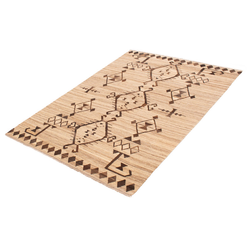 Tapis rectangulaire en laine nouvel âge unique 5 pi 8 po x 8 pi brun clair