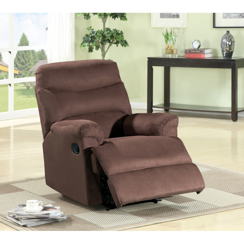 Lossett Upholstered Microfiber / Microsuede Recliner, Dark Brown