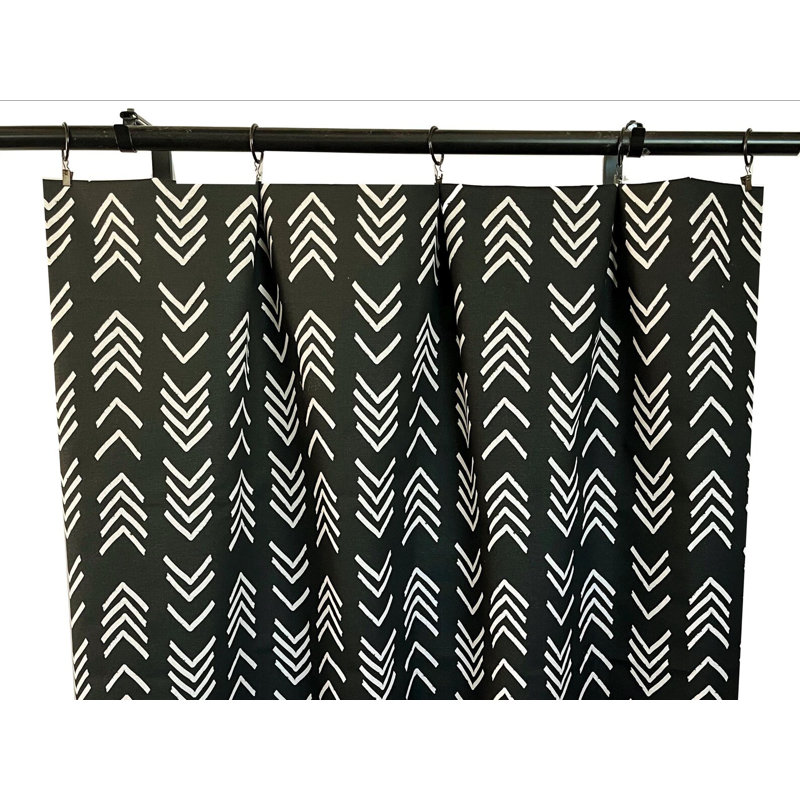 Black Boho Arrow Curtains, 25" W x 84" L