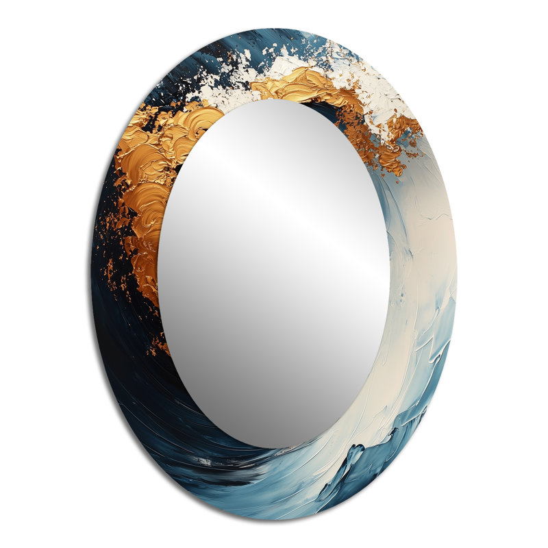 Gold Spiraling Majesty - Gold Oval Wall Mirror Decor, 40" x 30"