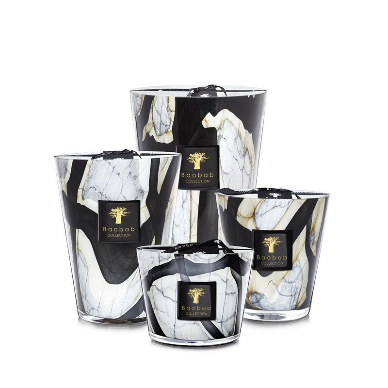 Stones Marble Candle, 3.9" H x 5.07" W x 5.07" D