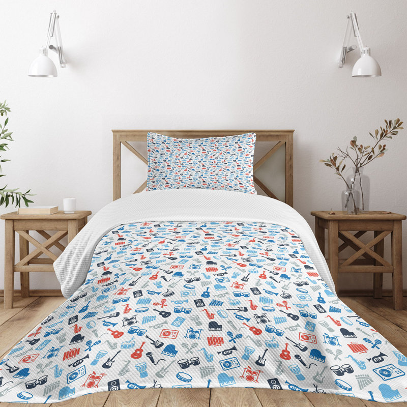 Gray Twin Quilted Bedspread Set with Pillow Sham