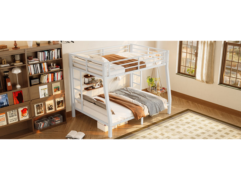 Metal Bunk Bed With Under-Bed Storage And Noise Reduction