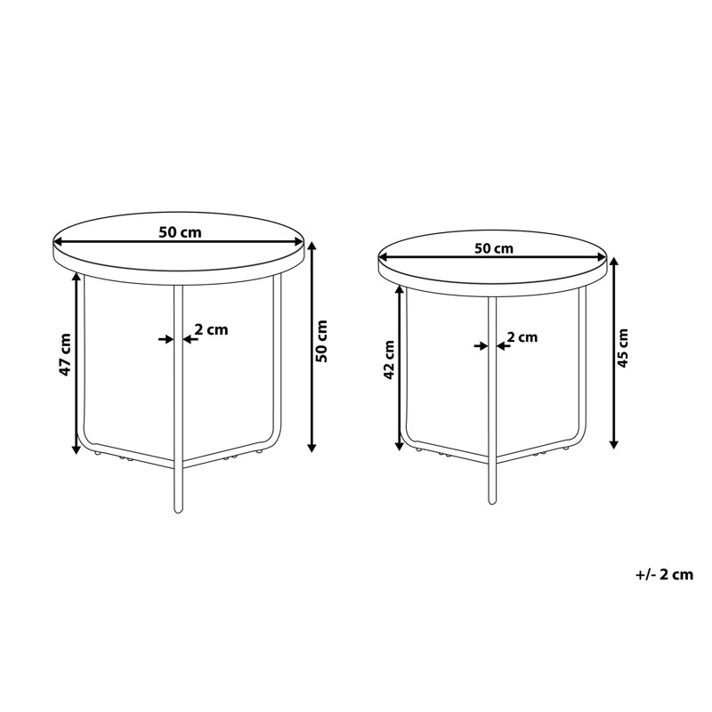 Zayn Cross Legs Coffee Table, Black/Brown, 45cm H x 50cm W x 50cm D