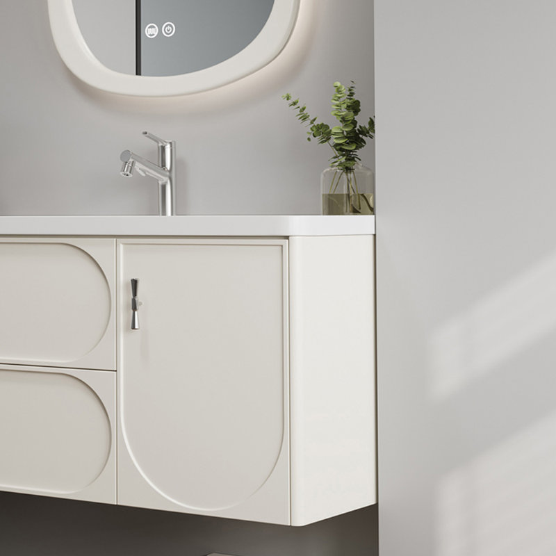 Cream style minimalist bathroom cabinet