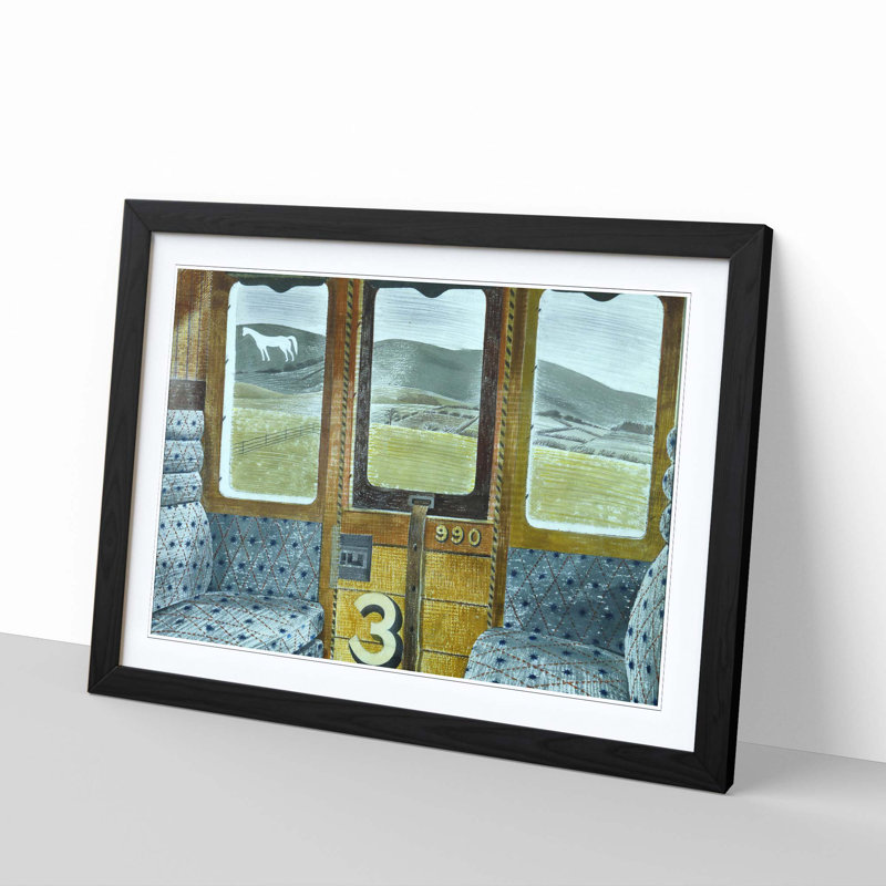 Train Landscape by Eric Ravilious - Framed Print, Black