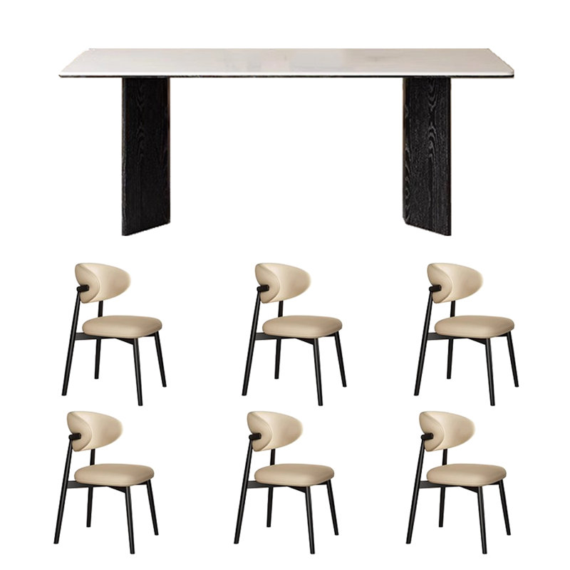 Table et chaise de salle à manger simple Simple Home, H 29,5 po x L 55,1 po x l 31,4 po, Noir, noir, noir, noir